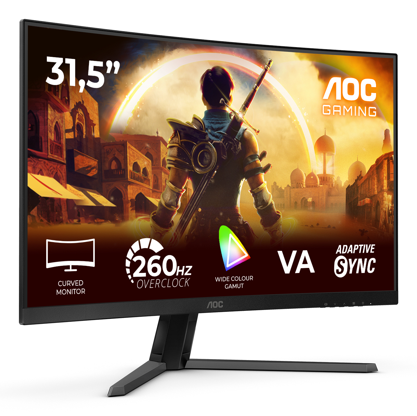 AOC C32G42ZE 32" FHD välvd bildskärm (svart), bild 4