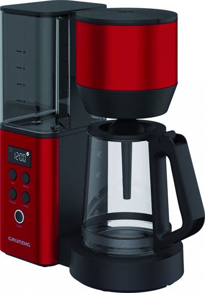 Grundig KM 8440, Droppande kaffebryggare, 1,25 l, Malat kaffe, 1150 W, Svart, Röd