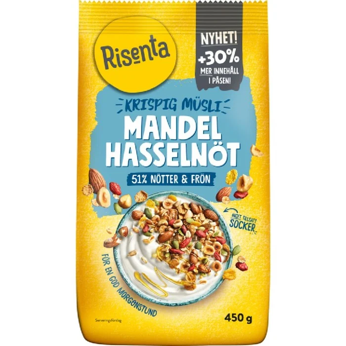Risenta Krispig Müsli Mandel Hasselnöt 450 g