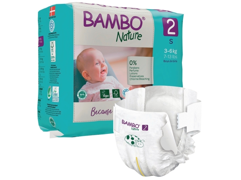 Blöjor, Bambo Nature 2, 3-6 kg, förpackning med 180 st