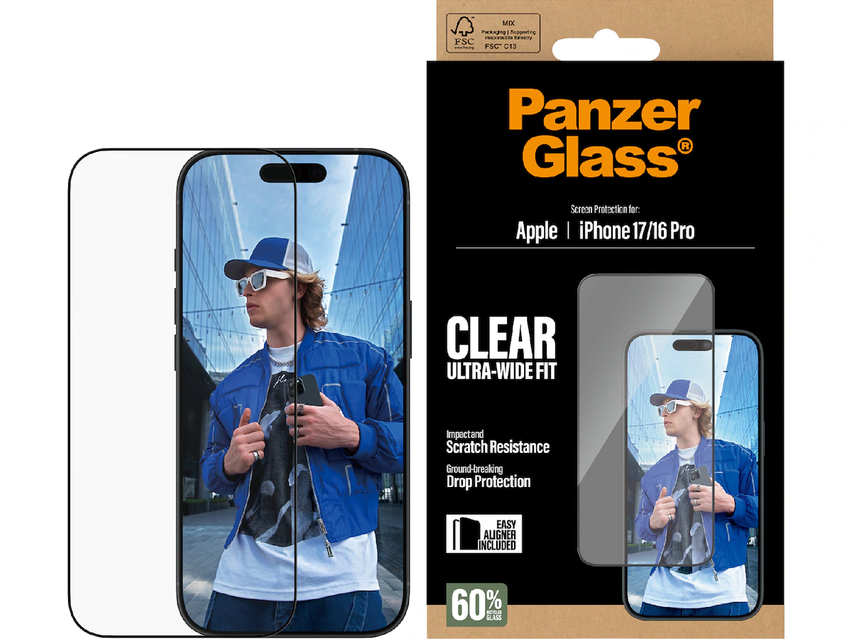 PanzerGlass iPhone 17/16 Pro skärmskydd Ultra-Wide Fit med applikator, svart, bild 4