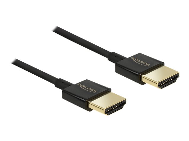 Delock HDMI-kabel med hög hastighet och Ethernet, hane till hane, 3D 4K, 3 m aktiv smal