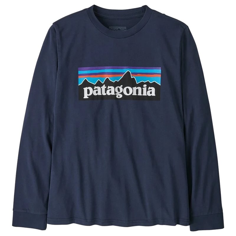 Patagonia K's L/S P-6 Logo T-Shirt New Navy - M