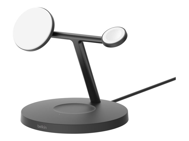 Belkin BoostCharge Pro 3-i-1 Qi2 trådlöst laddningsställ, svart
