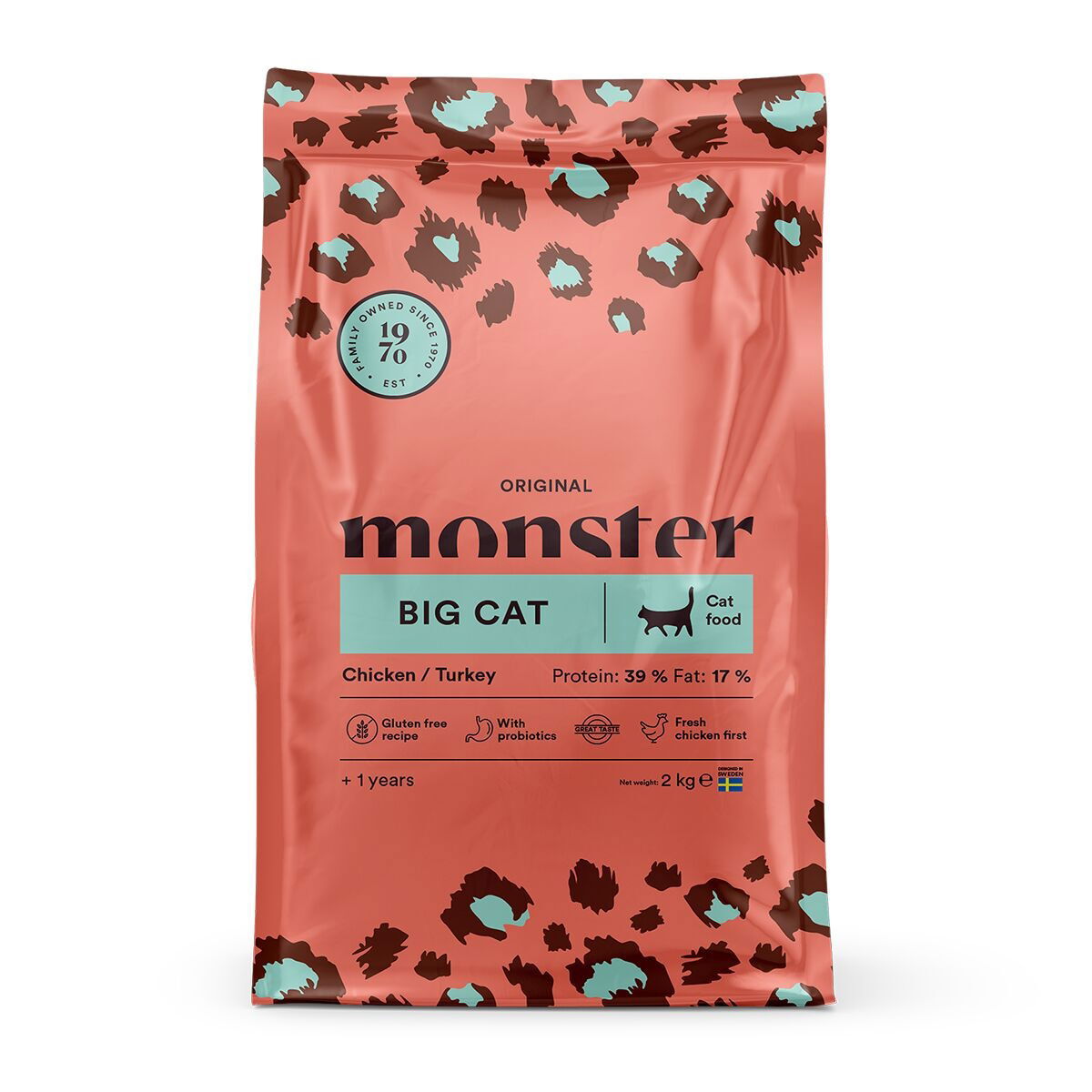 Monster Cat Original Big Cat Chicken & Turkey Torrfoder till Katt 2 kg