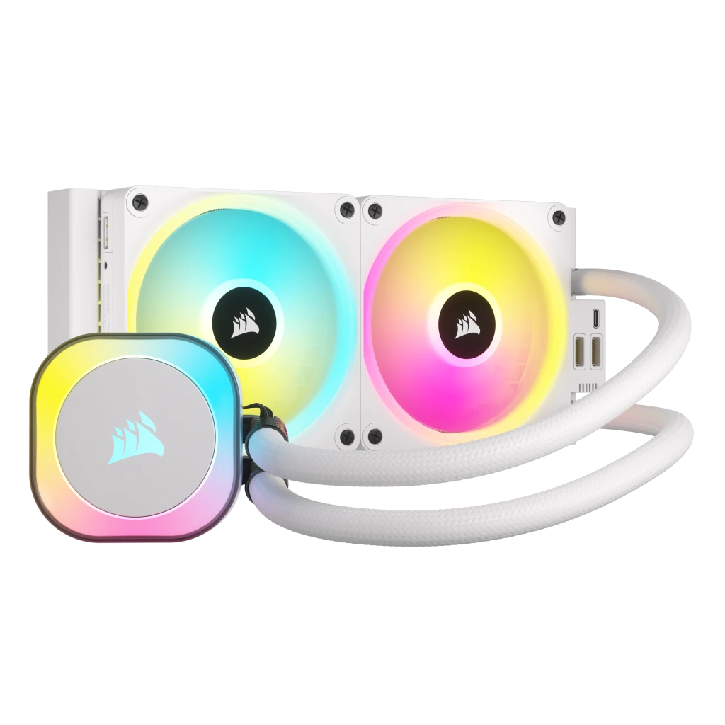CORSAIR iCUE Link H100I RGB - Kylsystem med vätska till processorn - Elementstorlek: 240 mm - (för: LGA1156, LGA1155, LGA1150, LGA1151, AM4, LGA1200, LGA1700, AM5) - koppar - 120 mm - vit
