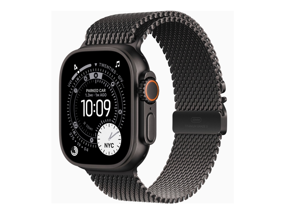 Apple Watch Ultra 3 GPS + Cellular 49mm Black Titanium Case with Black Titanium Milanese Loop - Large