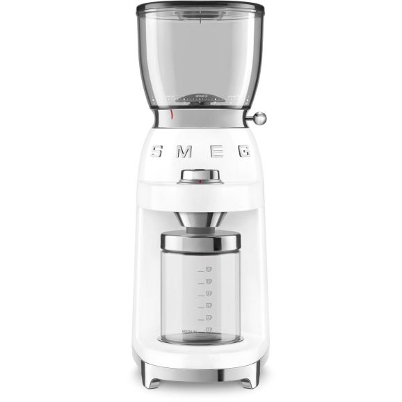 Smeg 50''s Style Kaffekvarn CGF01WHEU Vit, Kaffekvarn, 350 g, Konisk malning, Rostfritt stål, 450 RPM, Vit