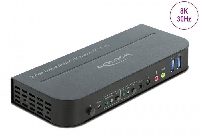Systemswitch DeLock 11482, 2-vägs KVM, DisplayPort 1.4, 8K@30Hz / 4K@120Hz, USB 3.0, ljud, bild 3