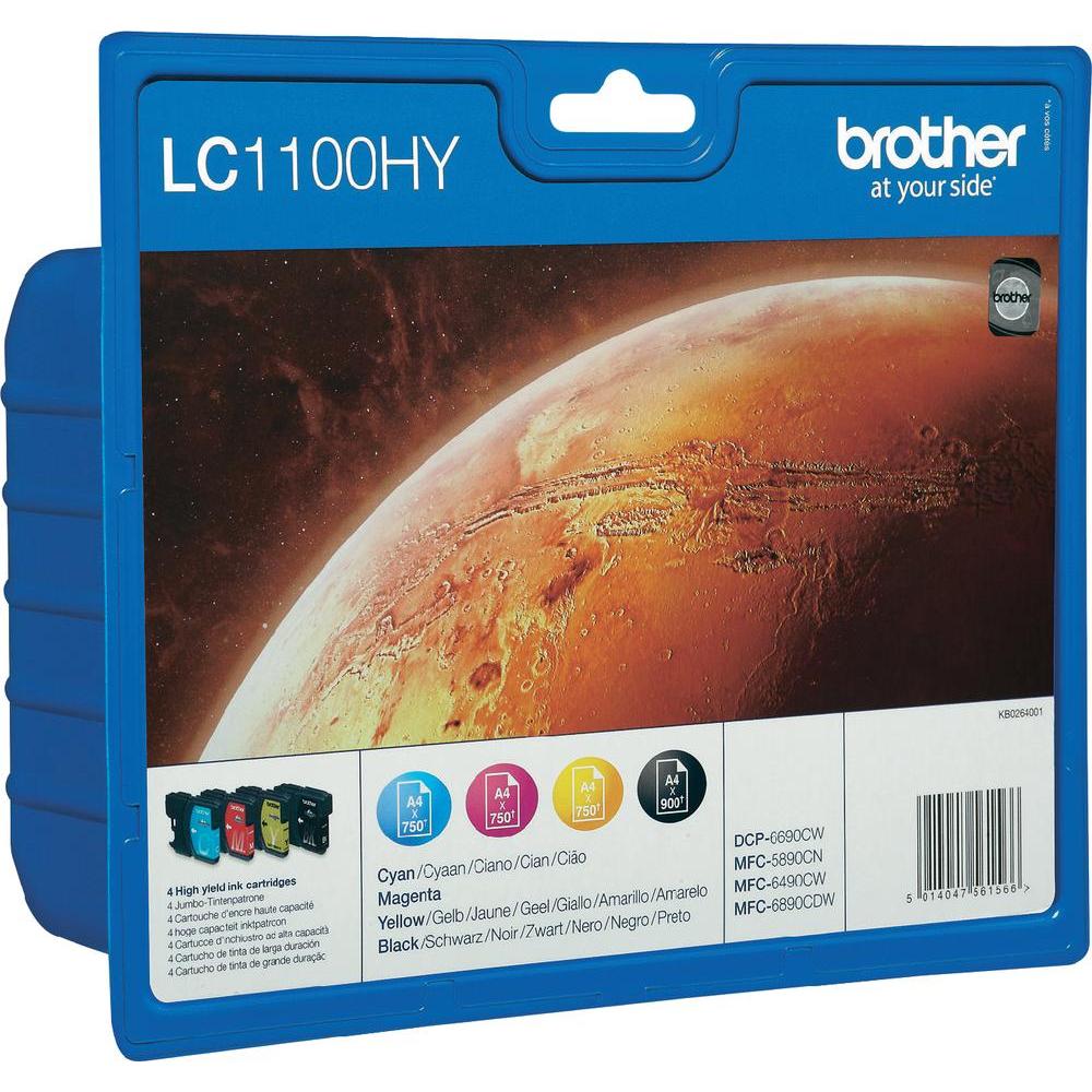 Brother LC1100HY Value Pack, 4 st patroner (svart+cyan+magenta+gul), High Capacity, bild 3