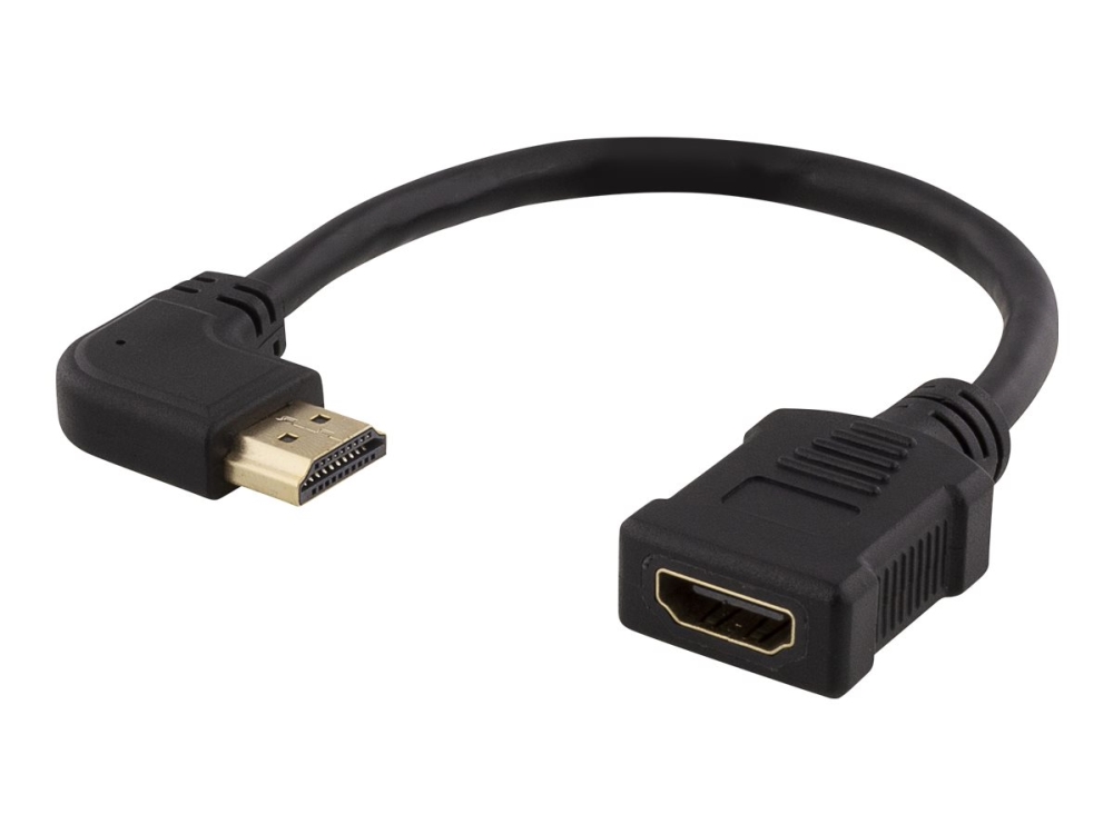 HDMI-förlängningskabel, vinklad höger, ha-ho, max 3840x2160@30Hz, 0,2 meter, svart