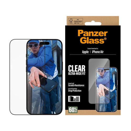 PanzerGlass iPhone Air skärmskydd Ultra-Wide Fit med applikator, svart