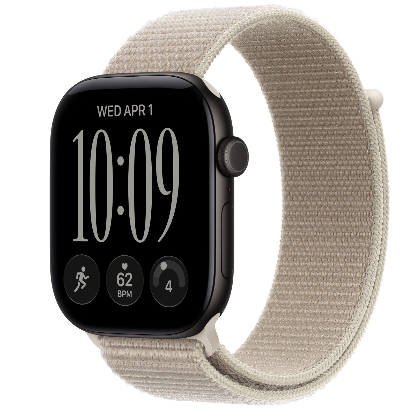 Apple Watch Series 12 (GPS) • Aluminiumboett svart, 46 mm • Sportloop kalksten