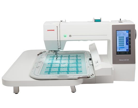 Janome Memory Craft 550E symaskin automatisk LCD-pekskärm USB, vit