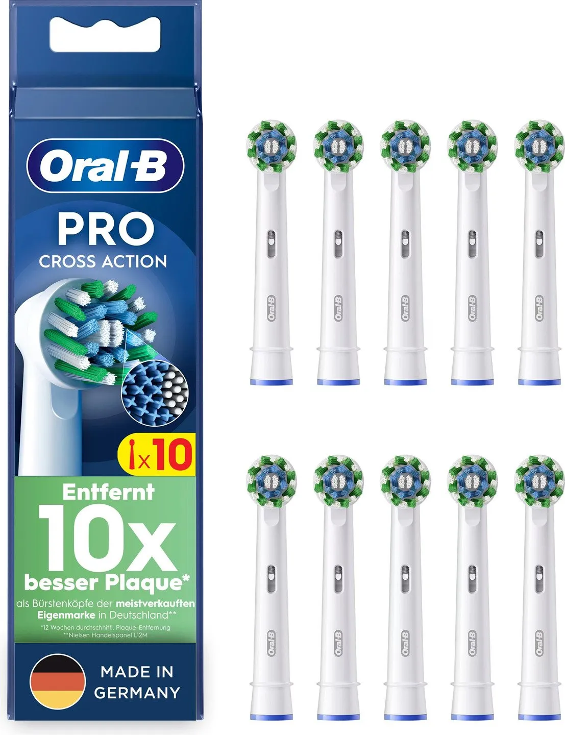 Oral-B Cross Action tandborsthuvuden - Vit - 10-pack