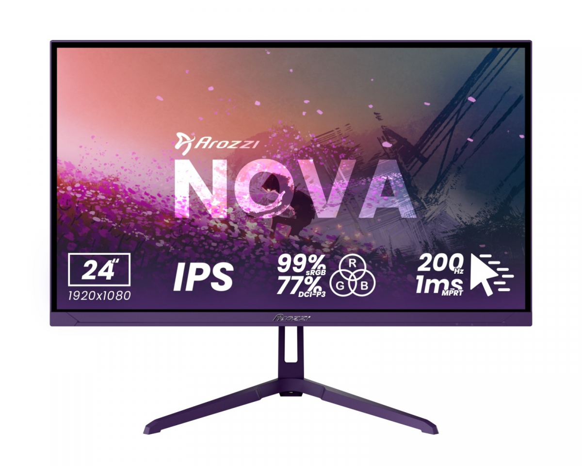 Arozzi Nova 24" FHD/IPS/200Hz/1ms gamingskärm (lila), bild 4
