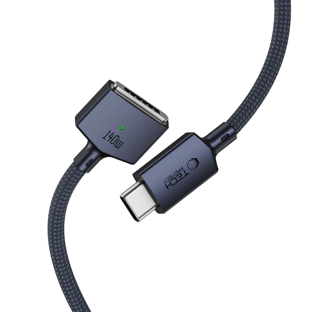 Tech-Protect MMC01 Ultraboost USB-C / USB-C MagSafe 3, 140 W, 200 cm kabel för MacBook – marinblå, bild 3
