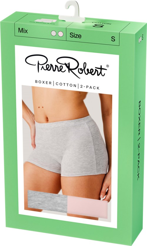 Pierre Robert Boxer Cotton X2 Women Grey & Pink L