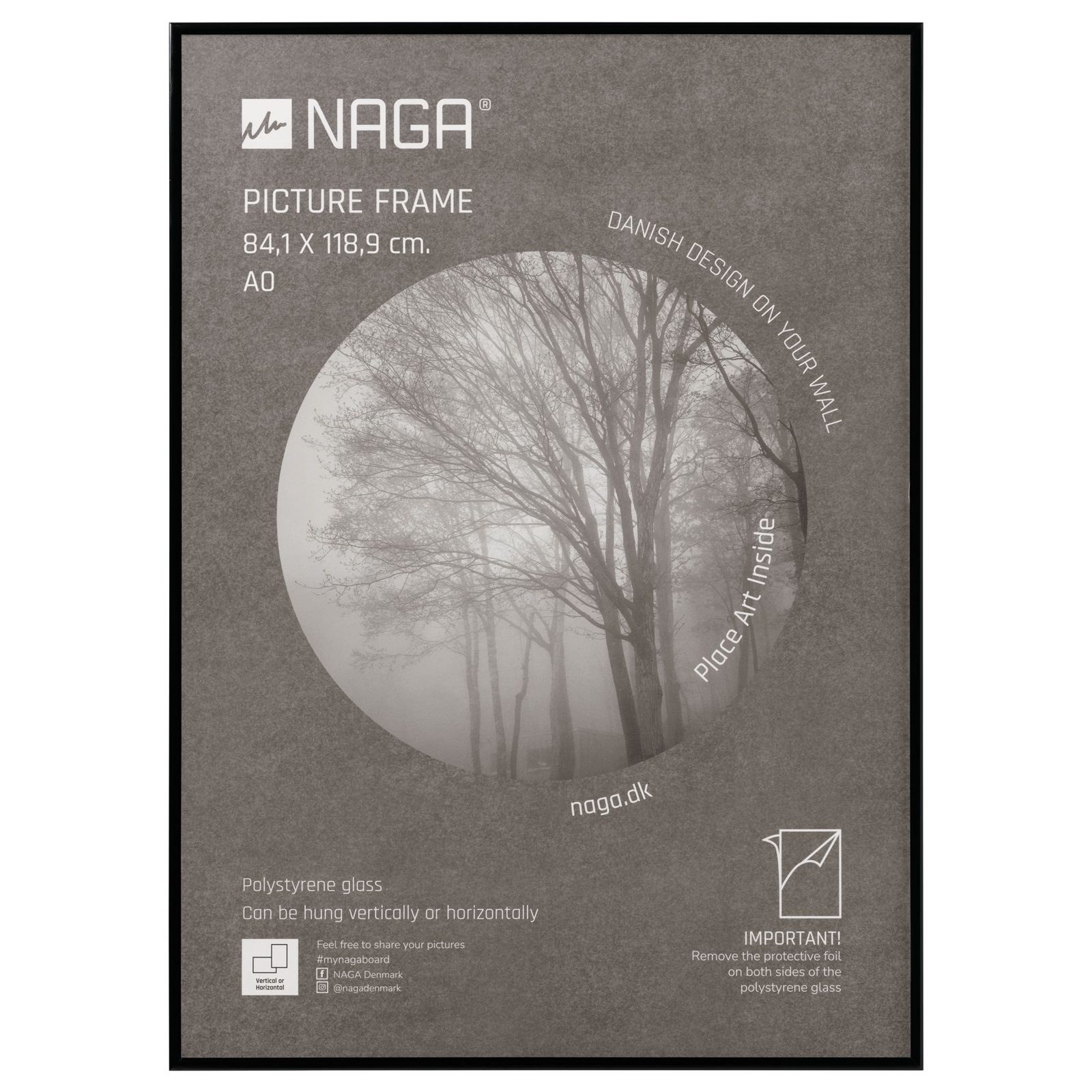 Fotoramme 84x118,9 cm blank sort - størrelse A0