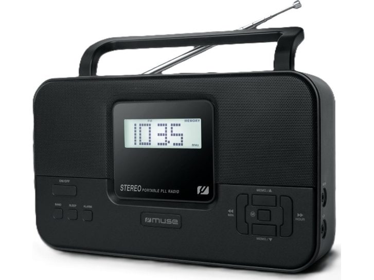 Muse M-087 MB PLL bärbar stereoradio med AUX-in och FM-radio, hörlursutgång