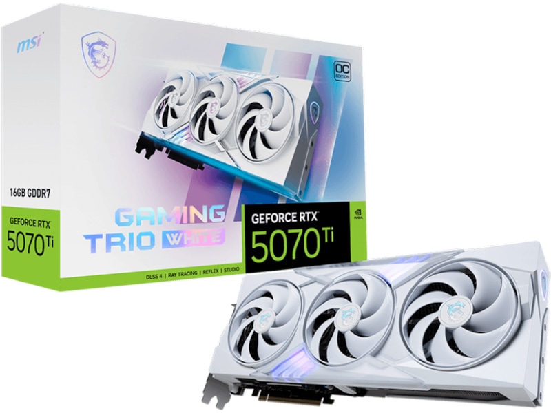 MSI GeForce RTX 5070 Ti Gaming Trio OC White 16 GB GDDR7, HDMI/3xDP, RGB, bild 3