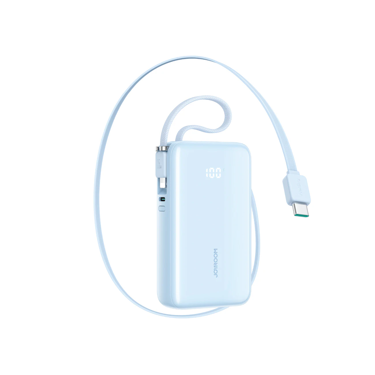 Joyroom JR-PR2L 10 000 mAh 35 W powerbank med utdragbar USB-C-kabel & Lightning-snodd – blå