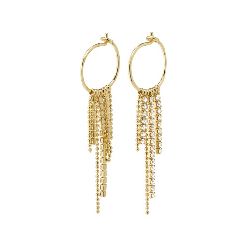PILGRIM - MAJA Crystal Waterfall Hoop Earrings - Gold-Plated - 50 mm