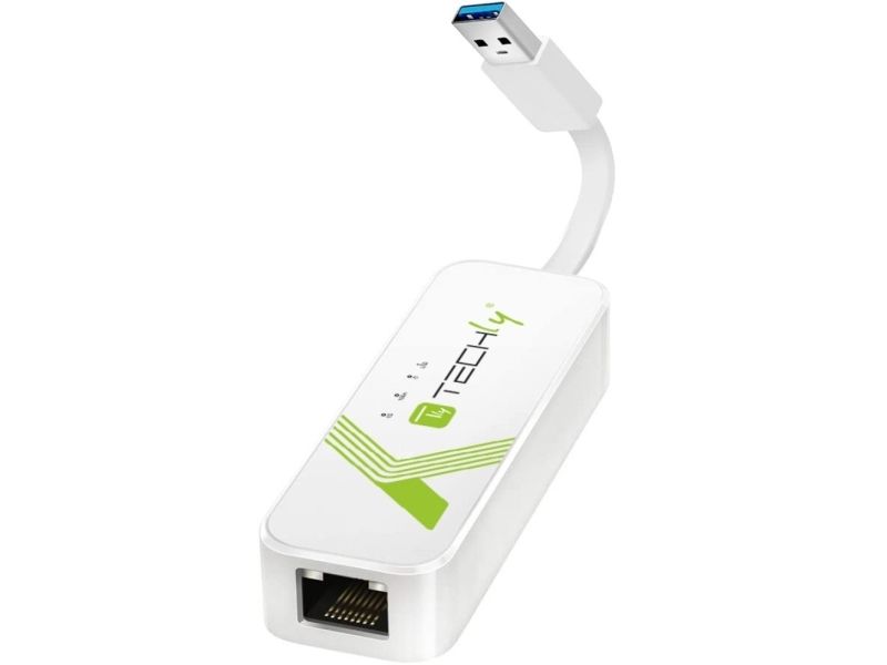 Techly IDATA USB-ETGIGA-3A, Kabel, USB, Ethernet, 5000 Mbit/s, Vit