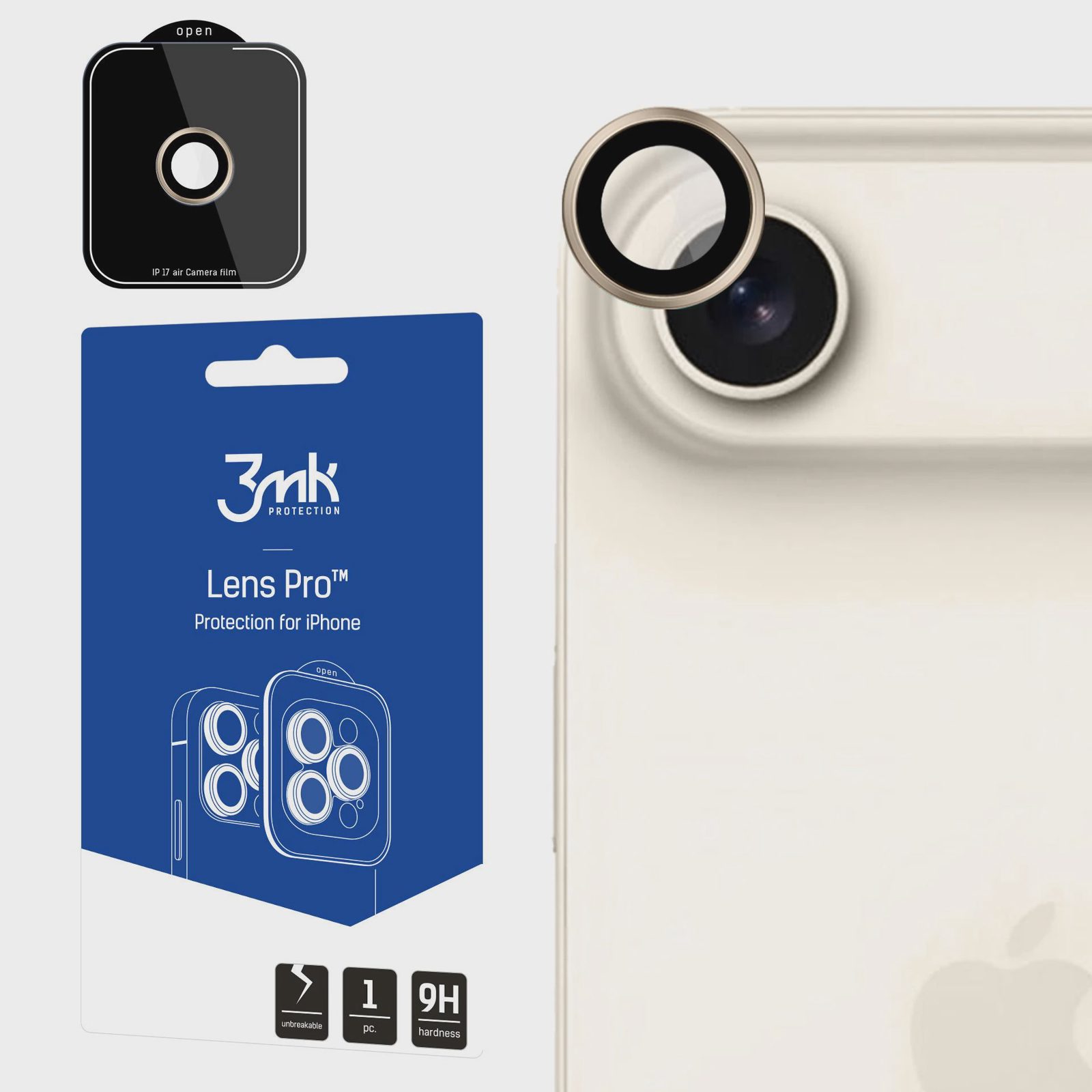3mk Lens Protection Pro härdat glas till iPhone 17 Air – Guld