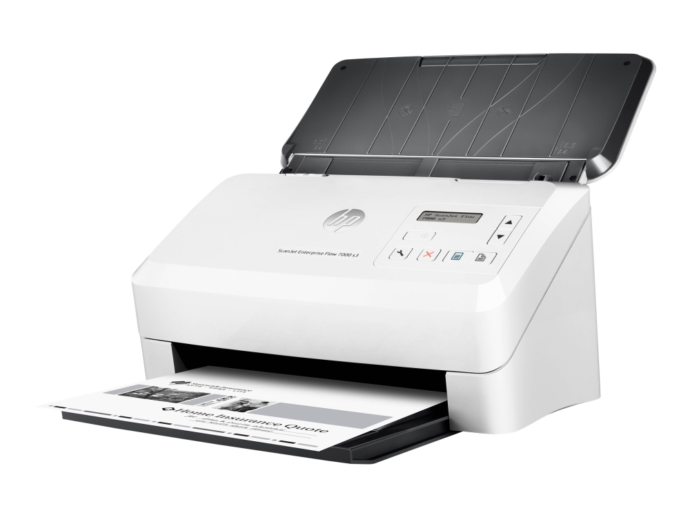 HP ScanJet Enterprise Flow 7000 s3 Sheet-feed Scanner - Dokumentskanner - Duplex - 216 x 3100 mm - 600 dpi x 600 dpi - upp till 75 sidor/minut (mono) - ADM (80 ark) - upp till 7500 scanningar per dag - USB 3.0, USB 2.0