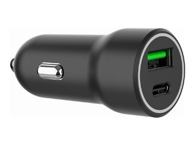 Gembird - Strömadapter för bil - 20 watt - 4 A - PD, QC 3.0 - 2 utdatakontakter (USB, USB-C) - svart