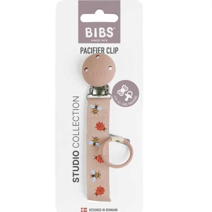 BIBS Studio Ribbon Pacifier Clip Ladybug Bumblebee Caterpillar Mix Blush