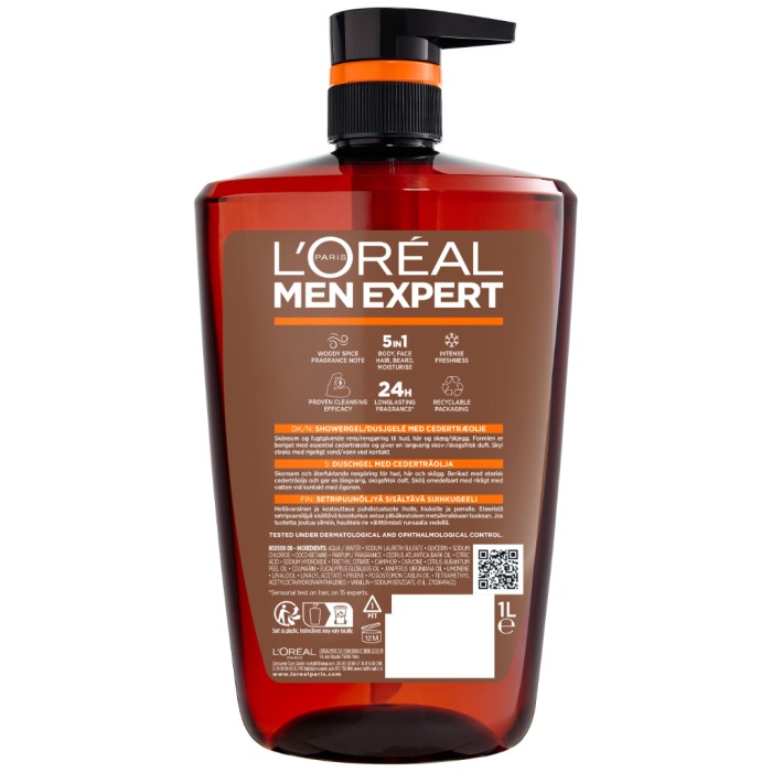 L'Oréal Paris Men Expert Barber Club Body, Hair & Beard Wash Duschgel för normal hud 1000 ml, bild 3