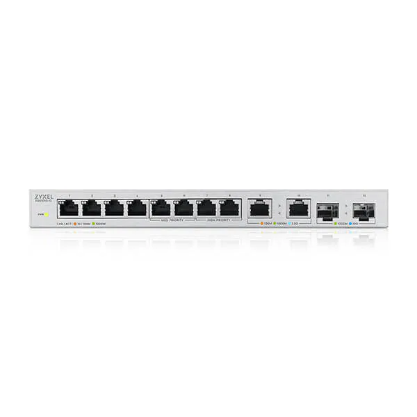 Zyxel Xgs1010 12 V2 Switch Administrerad 8 X 10/100/1000 + 2 X 100/1000/2.5 G + 2 X 1 Gigabit/10 Gi