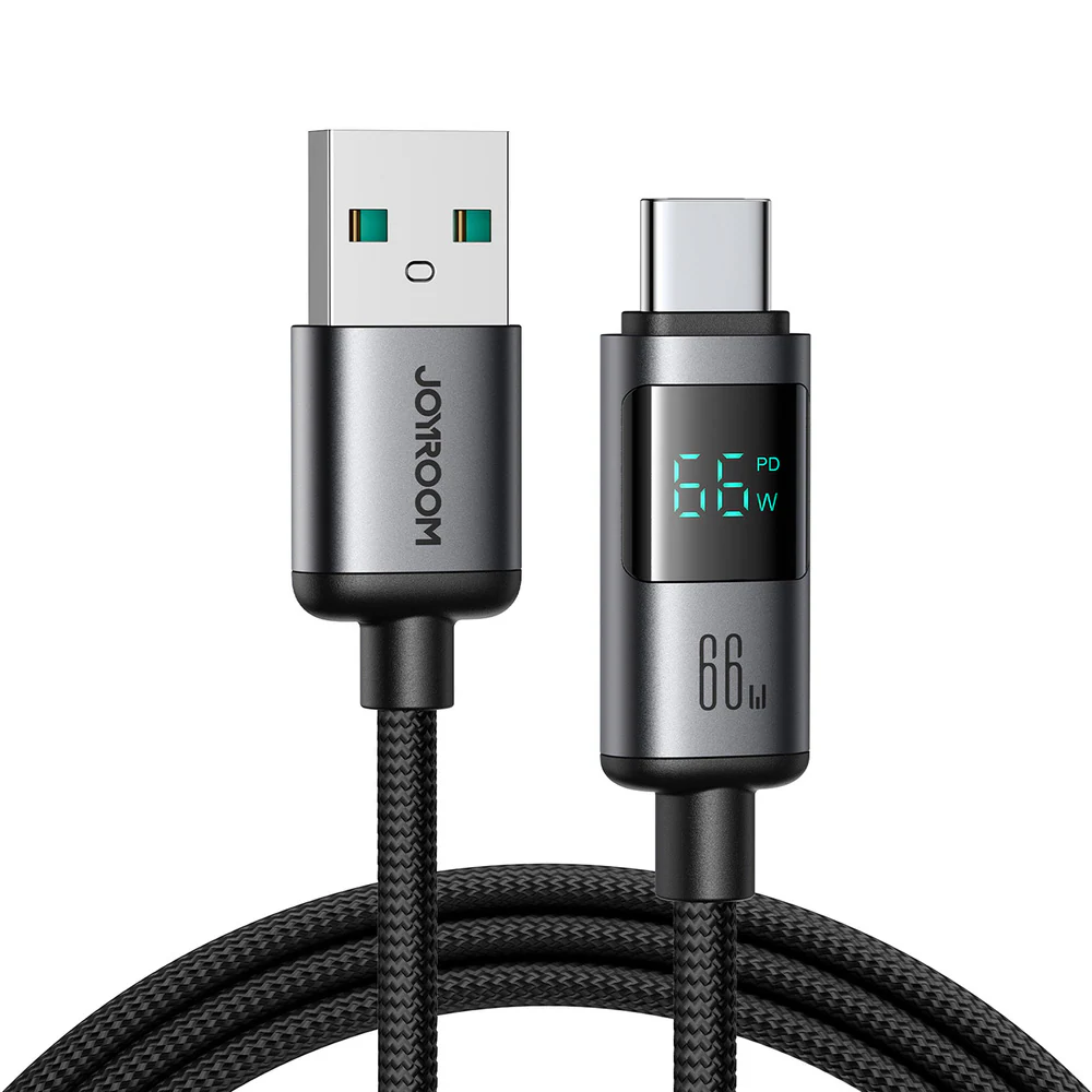 Joyroom 66W USB-Kabel USB till USB-C med digital display 1,2m - Svart
