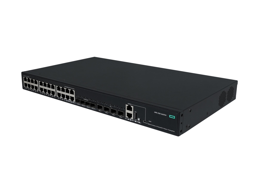 HPE Networking Comware 5150L 24p 10M/100M/1G PoE+ 4p SFP 1G Combo 4p SFP+ 1G/10G 405W - Switch - L3 - Administrerad - 24 x 10/100/1000Base-T (PoE+) + 4 x 100/1000Base-X SFP + 4 x 1 Gigabit/10 Gigabit SFP+ (upplänk/stackning) - rackmonterbar - PoE+ (405 W)