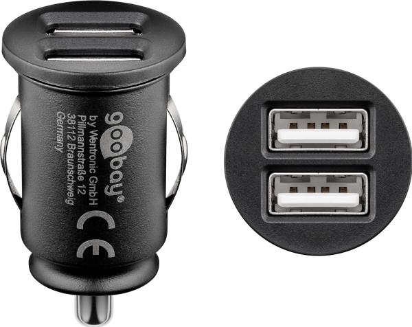 Goobay Dubbel USB Billaddare 12W - Svart