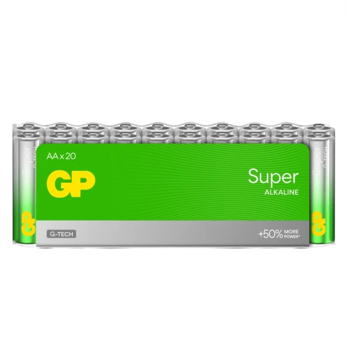 GP Super Alkaline Battery, Size AA, 15A/LR6, 1.5V, 20-pack