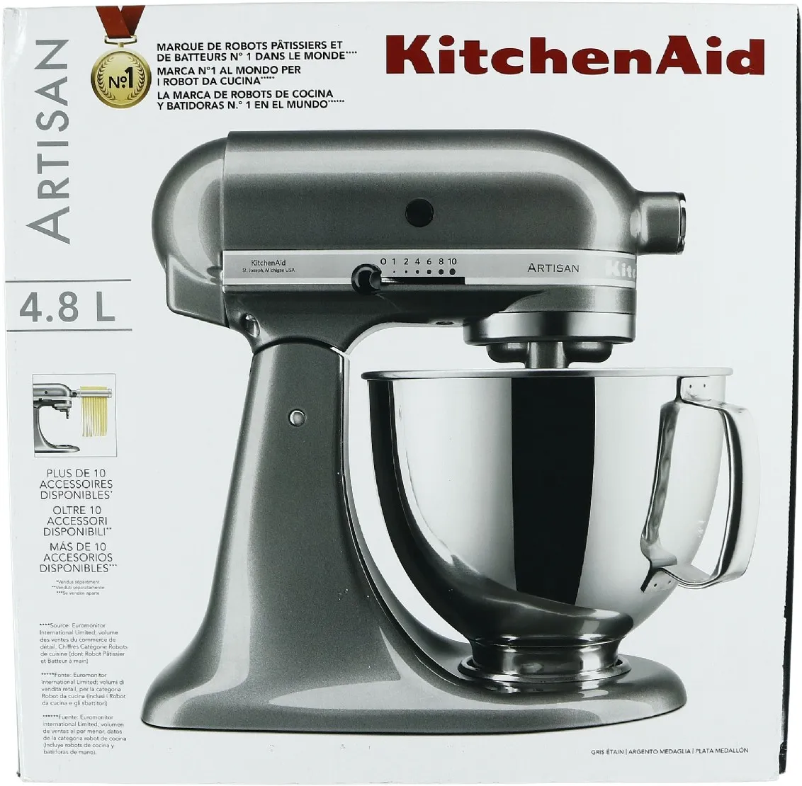 KitchenAid Artisan 5KSM175PSEMS - Köksmaskin - 300 W - medaljongsilver