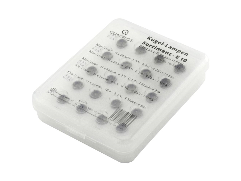 Quadrios 1802O018 glödlampa 1,5 V, 2,5 V, 4,5 V, 4,8 V, 12 V sockeltyp E10 20 delar