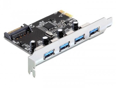 DeLOCK PCI-Express 4 USB3, Typ A, SATA-power