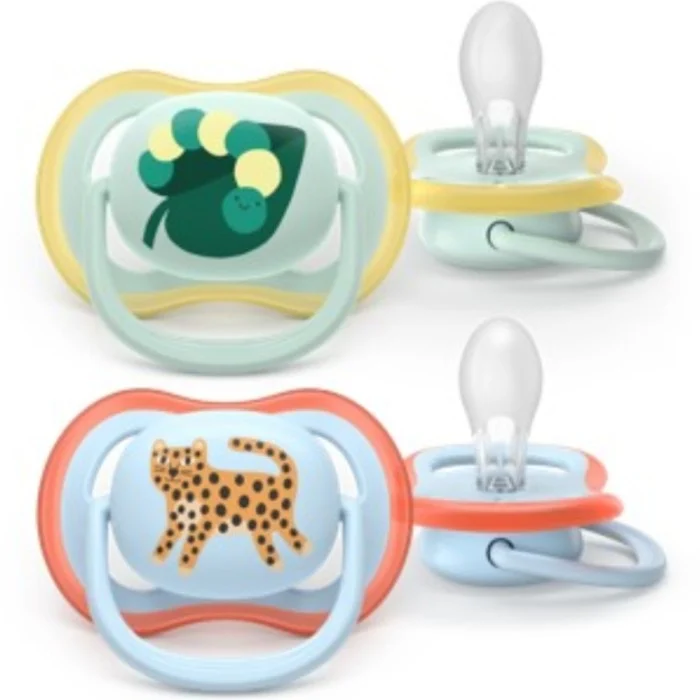 Philips Avent Ultra Air napp, 0–6 m, 2-pack, Ljusgrön/Ljusblå med motiv
