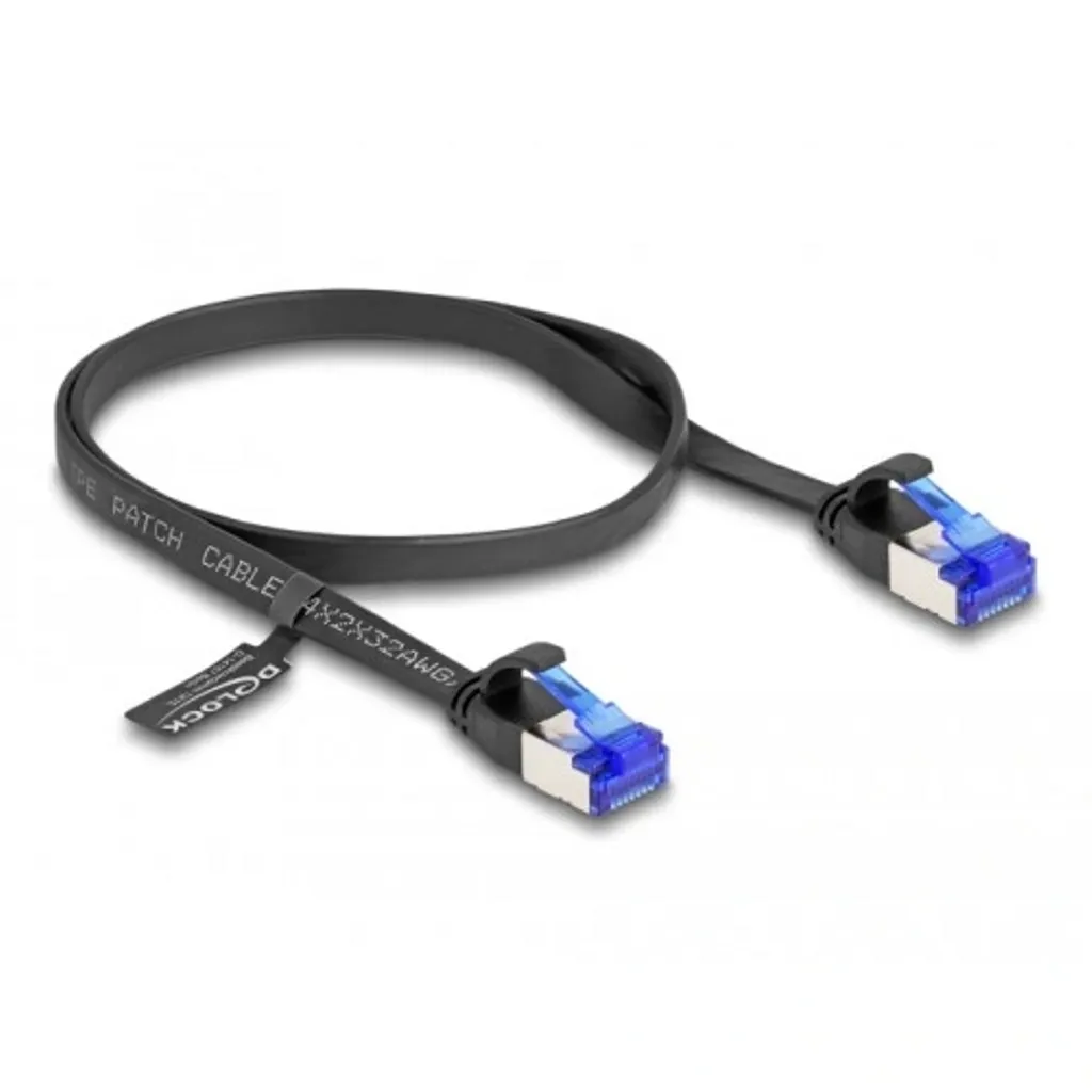 Delock Cat 6A U/FTP platt nätverkskabel, 0,5 m – svart