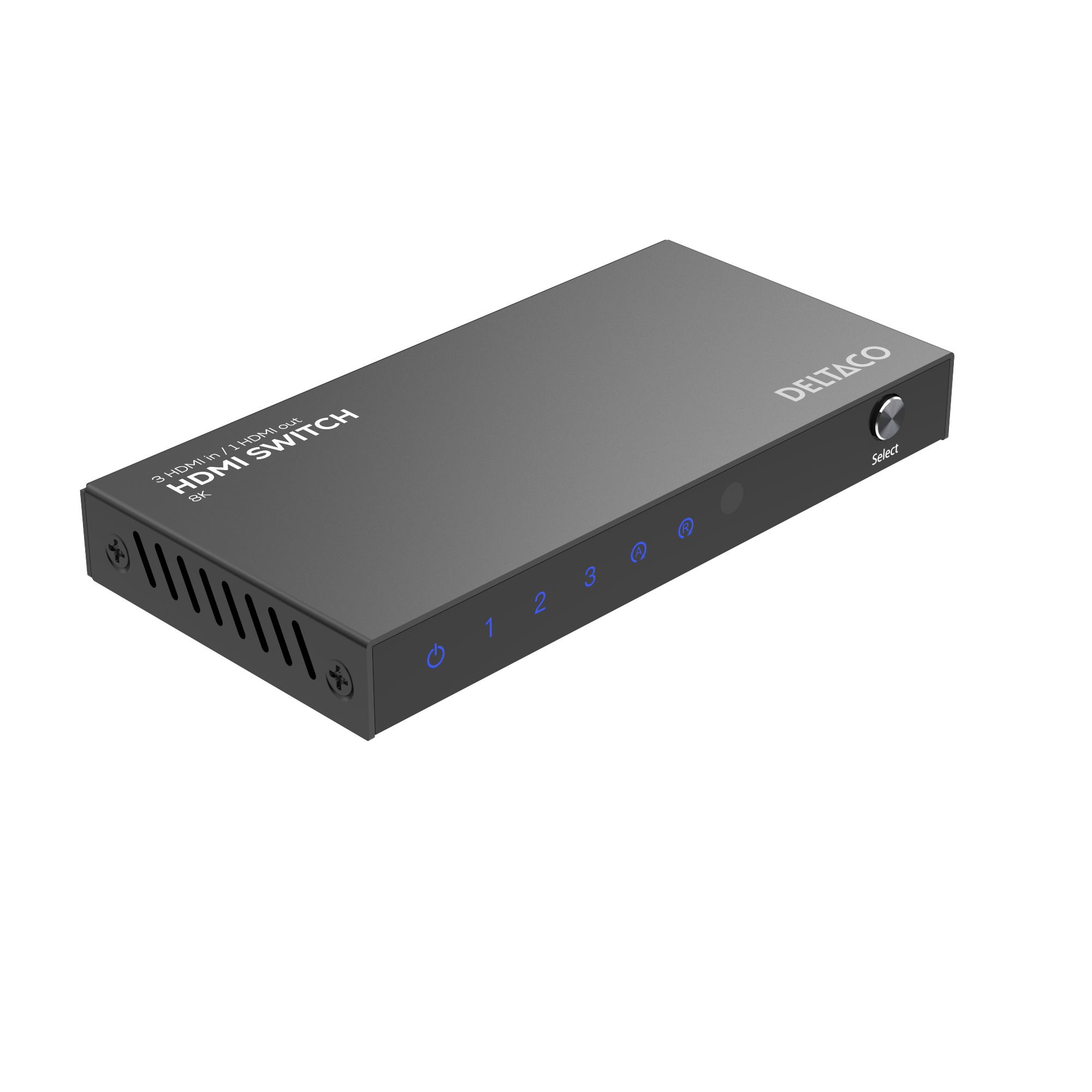 Deltaco HDMI Switch - 3 till 1 - 8K - Fjärrkontroll - Svart