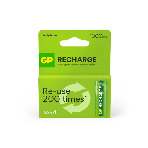 GP Recharge Rechargeable Battery, Size AA, 1300 mAh, 4-pack, bild 2