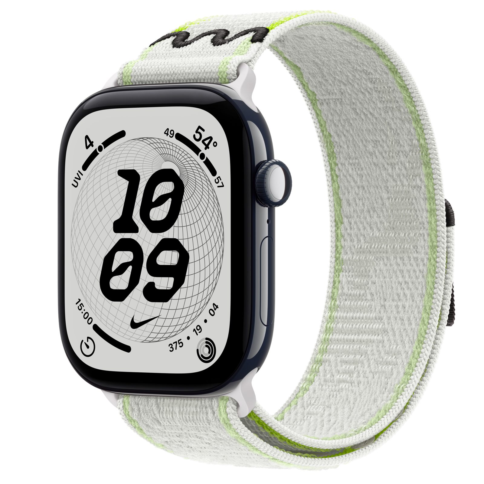 Apple Watch Series 12 (GPS + Cellular) • Keramikboett nattblå, 46 mm • Nike-sportloop i Essential White