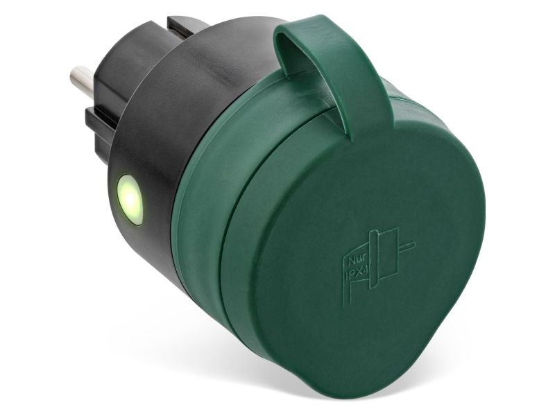 InLine 40155O SmartHome utomhusuttag IP44, svart/grön