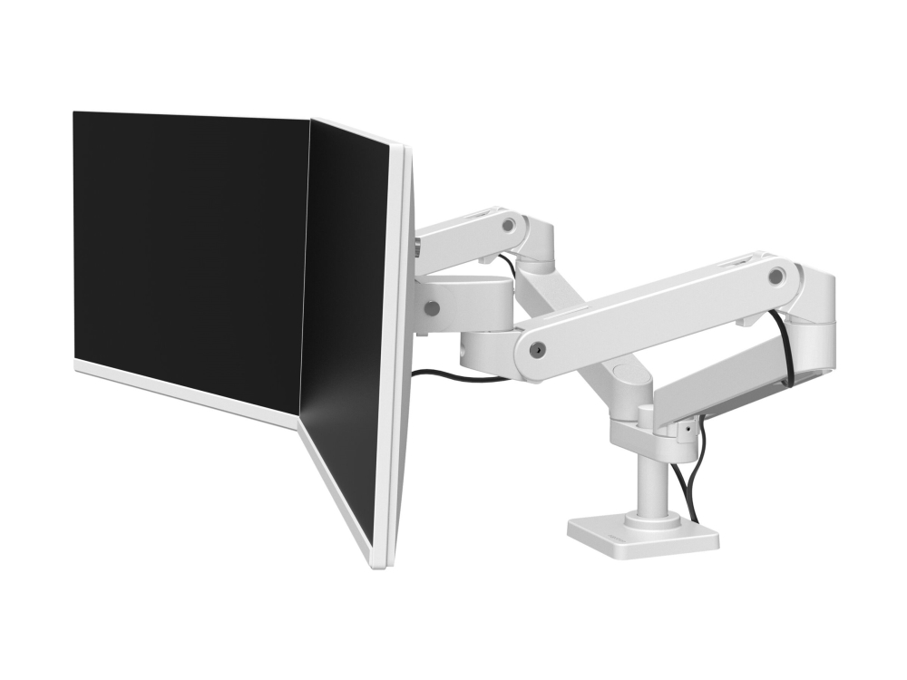 Ergotron LX Pro - Monteringssats (dubbel arm) - för 2 LCD-bildskärmar - sida-vid-sida - aluminium - vit - skärmstorlek: upp till 27 tum - disk-monteringsbar