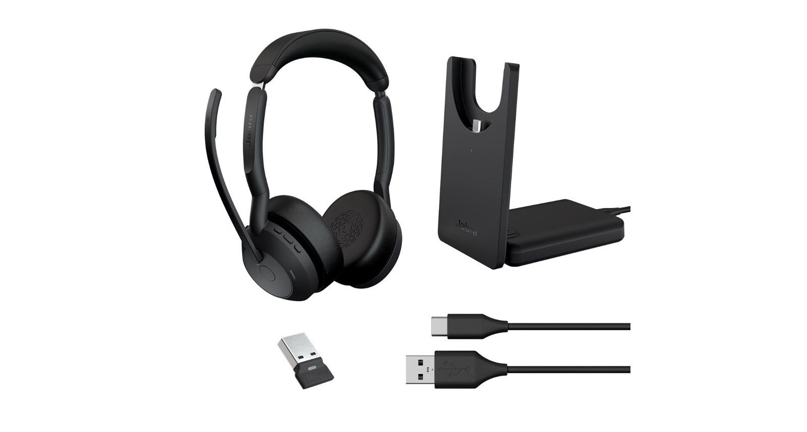 Jabra Evolve2 55 MS Link 380A Stereo trådlöst headset och laddningsställ, bild 2
