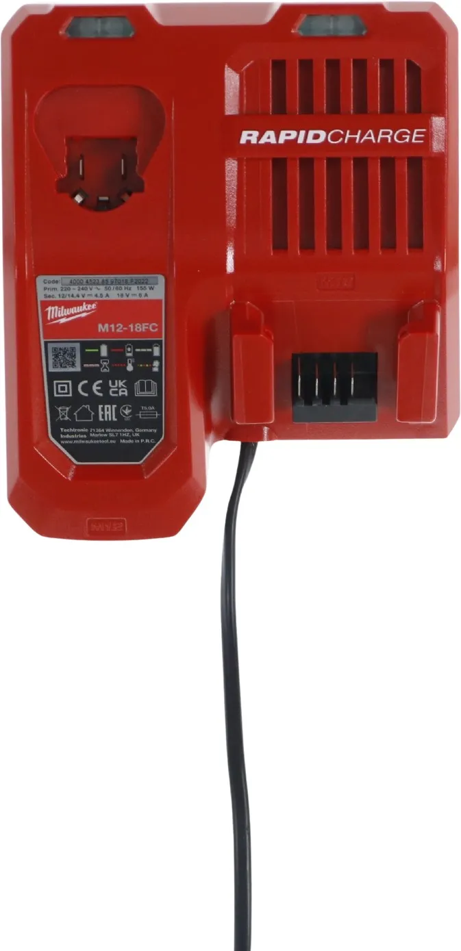 Milwaukee M12-18 FC - Batteriladdare - 155 Watt (M12, M18) - för Milwaukee M12, M12 BD-202C, M12 BDD-202C, M12 BPD-202C, M12 BST-0